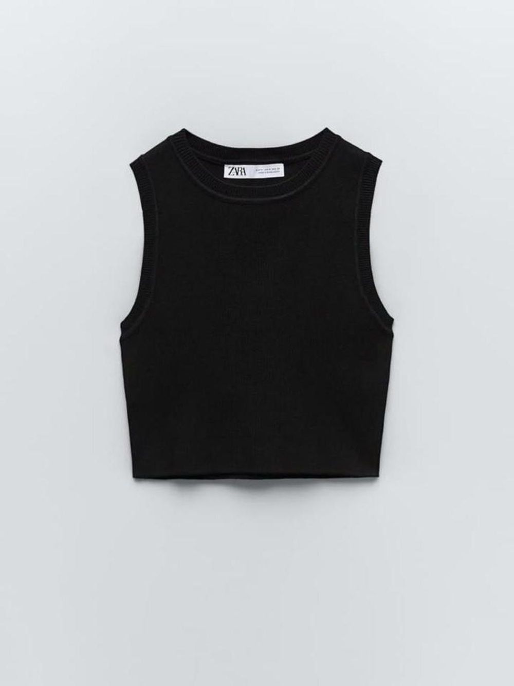 ZARA Black Cropped Ribbed top